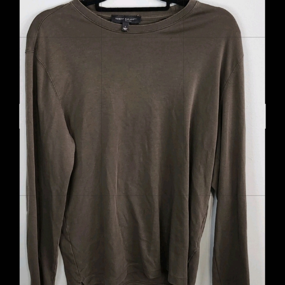 Robert Barakett Montreal Pima Cotton Long Sleeve Tee Brown Size L